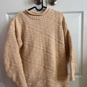 Vintage Capezio 100% Cotton Chunky Knit Sweater | Oversized Cream | Small